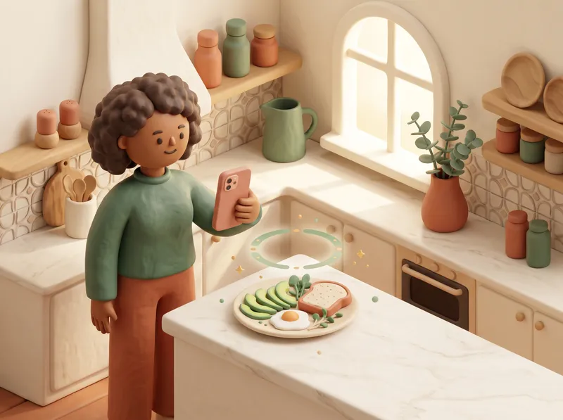 A person taking a photo of a meal in the Nouri app